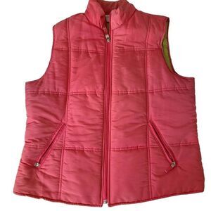 Liz Claiborne Womens Pink Zip Front Pockets Puffer Vest Jacket Petite Medium